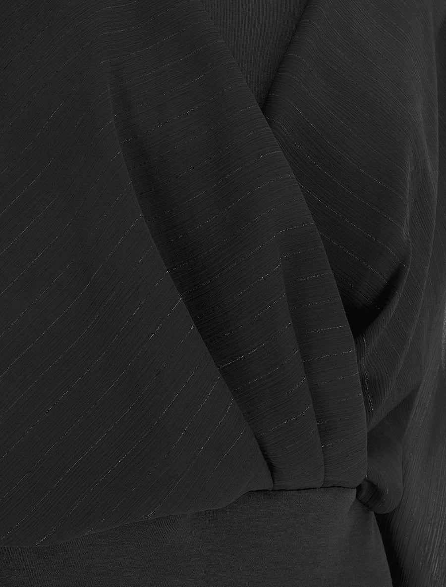 Top à manches style chauve-souris et détail irisé - Noir - 3