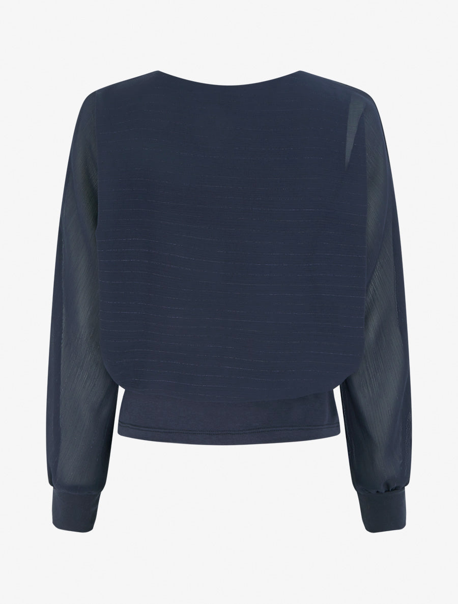 Top à manches style chauve-souris et détail irisé - Marine - 2