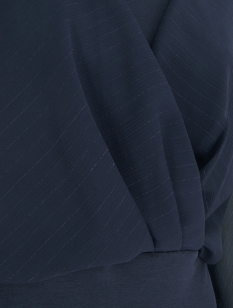 Top à manches style chauve-souris et détail irisé - Marine - 3