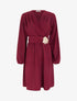 Robe à col cache-coeur et bijou martelé - Lie de vin - 1