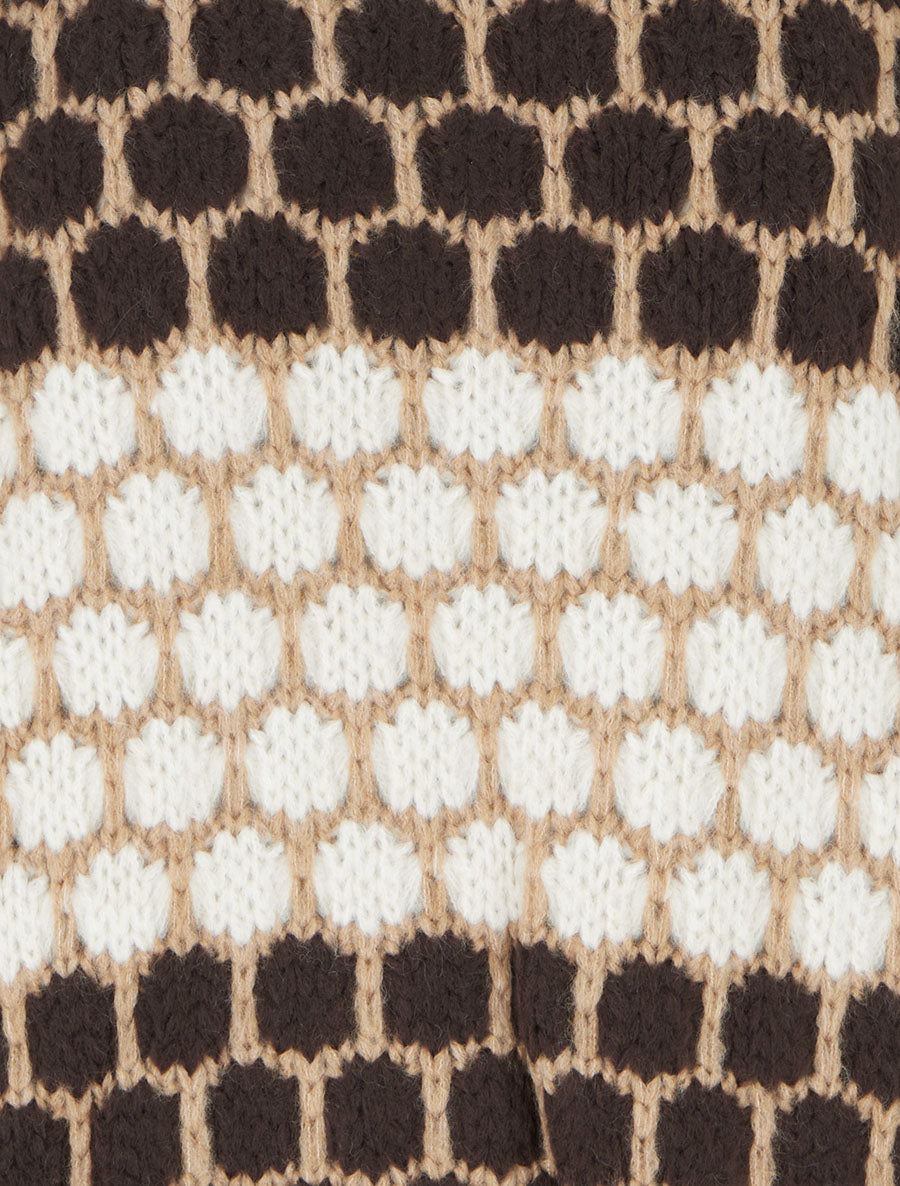Pull en mohair mélangé à motif ronds - Marron/écru - 3