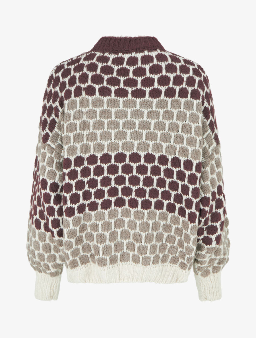 Pull en mohair mélangé à motif ronds - Bordeaux/taupe - 2