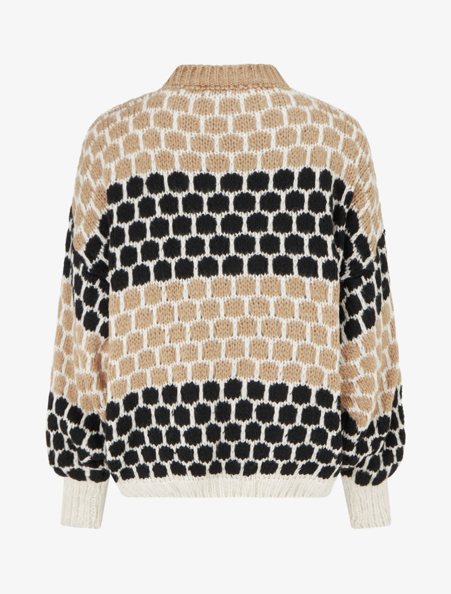 Pull en mohair mélangé à motif ronds - Camel/noir - 2