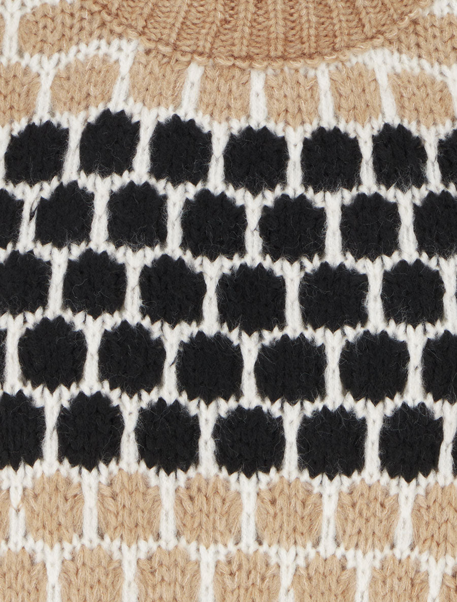 Pull en mohair mélangé à motif ronds - Camel/noir - 3
