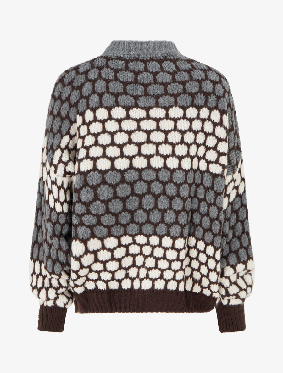 Pull en mohair mélangé à motif ronds - Gris/écru - 2