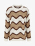 Pull en mohair mélangé à motif rayures courbées - Camel/écru - 1
