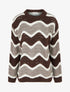 Pull en mohair mélangé à motif rayures courbées - Marron/taupe - 1