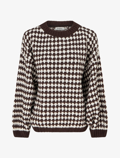 Pull ample en mohair mélangé à motif style écaille - Marron - 1