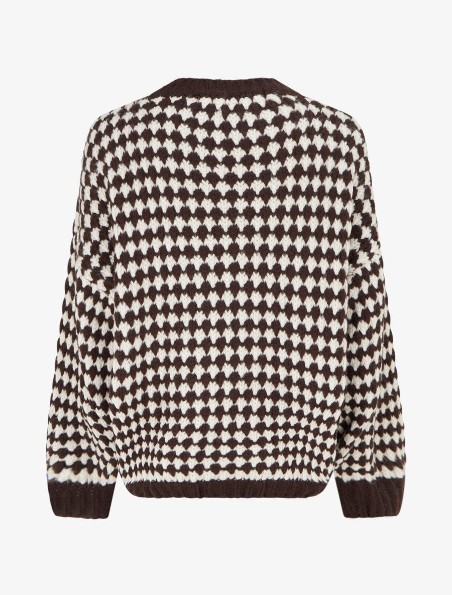Pull ample en mohair mélangé à motif style écaille - Marron - 2