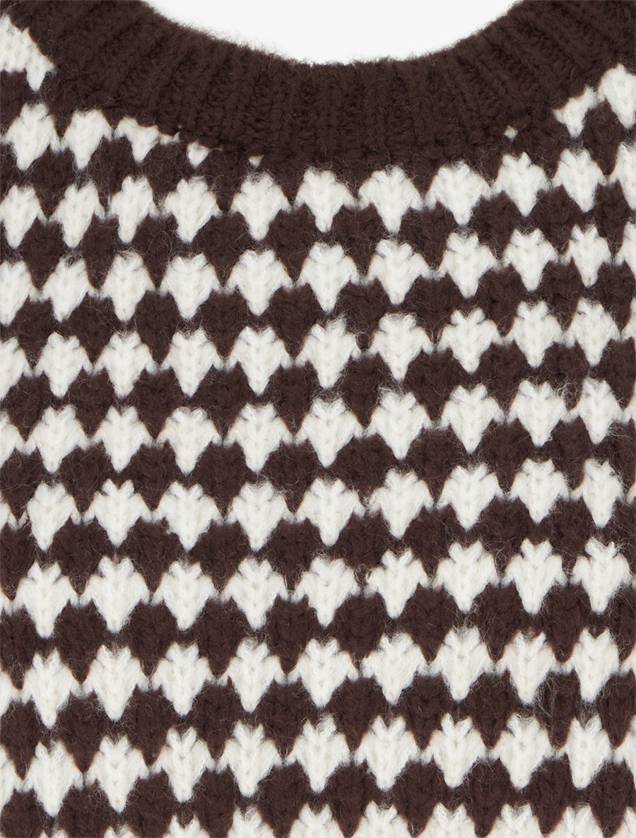 Pull ample en mohair mélangé à motif style écaille - Marron - 3