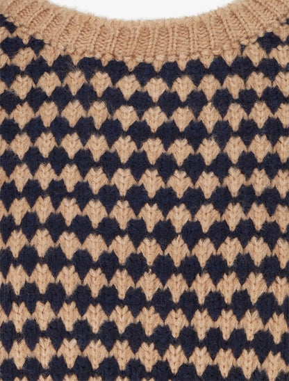 Pull ample en mohair mélangé à motif style écaille - Camel - 3