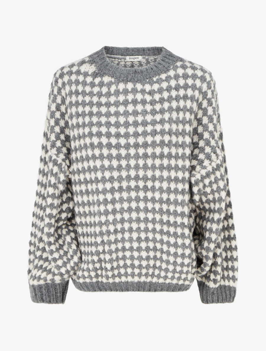 Pull ample en mohair mélangé à motif style écaille - Gris - 1