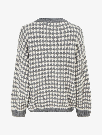 Pull ample en mohair mélangé à motif style écaille - Gris - 2
