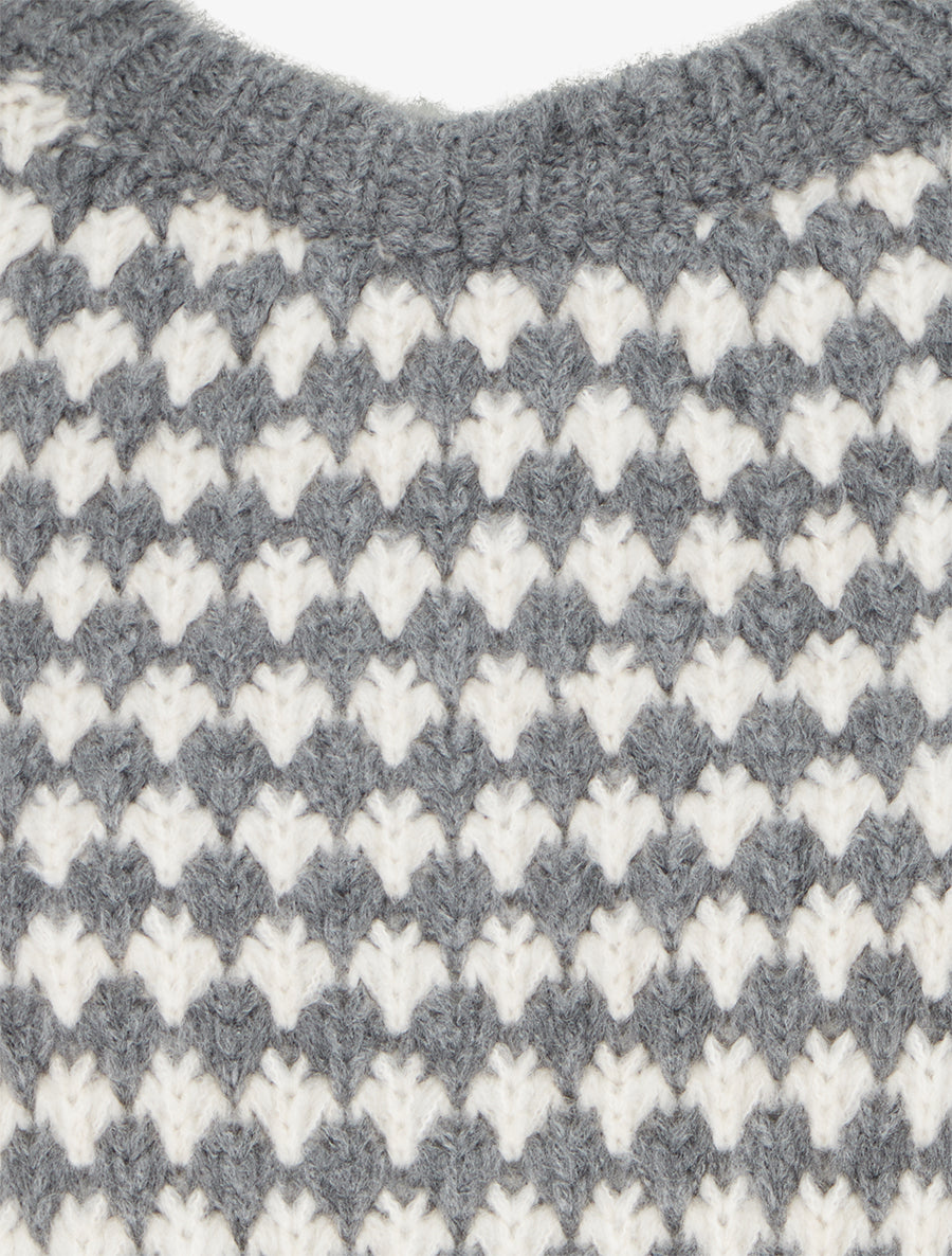 Pull ample en mohair mélangé à motif style écaille - Gris - 3