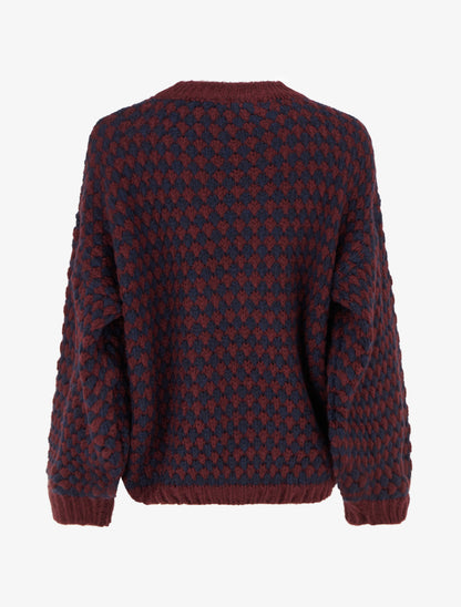 Pull ample en mohair mélangé à motif style écaille - Lie de vin - 2