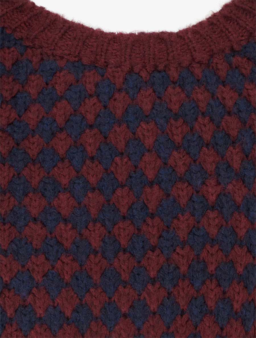Pull ample en mohair mélangé à motif style écaille - Lie de vin - 3
