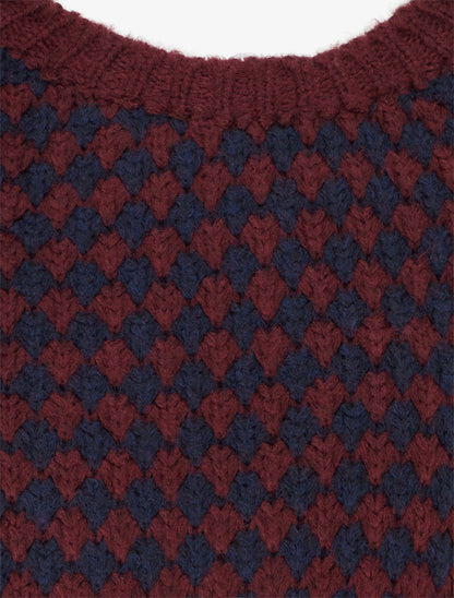 Pull ample en mohair mélangé à motif style écaille - Lie de vin - 3