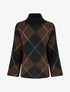 Pull à col montant et motif carreaux en mohair mélangé - Marron - 1