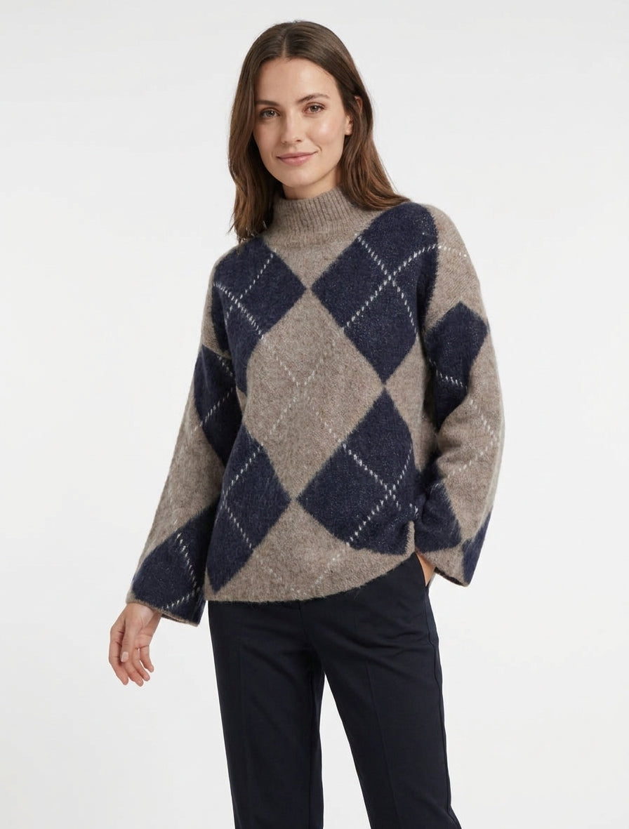 Coltrui met ruitpatroon in gemengde mohair - Mol