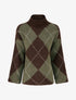 Pull à col montant et motif carreaux en mohair mélangé - Kaki - 1