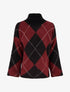Pull à col montant et motif carreaux en mohair mélangé - Bordeaux - 1