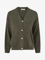 Gilet mohair ample à col V - Kaki - 1
