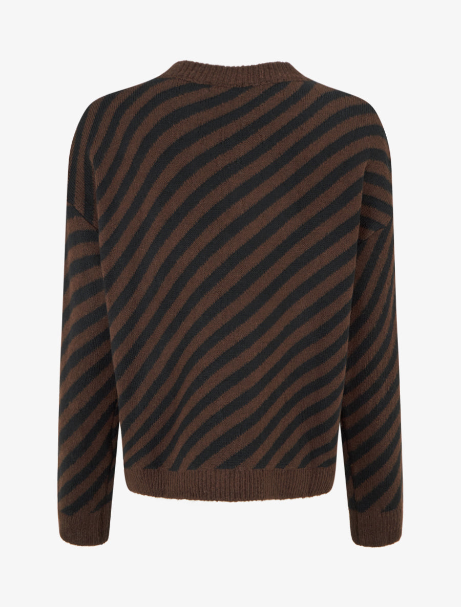 Pull mohair à rayures diagonales - Marron - 2