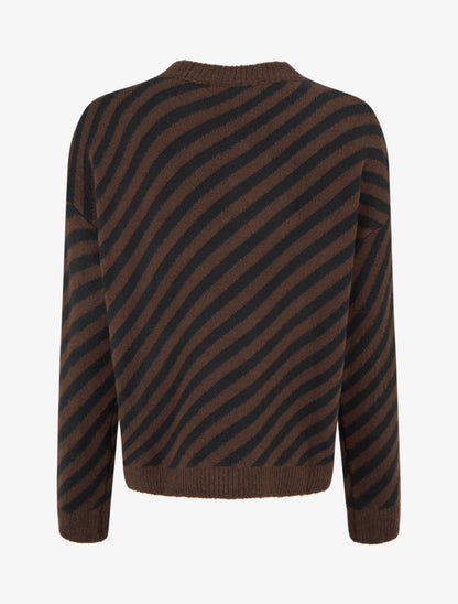 Pull mohair à rayures diagonales - Marron - 2