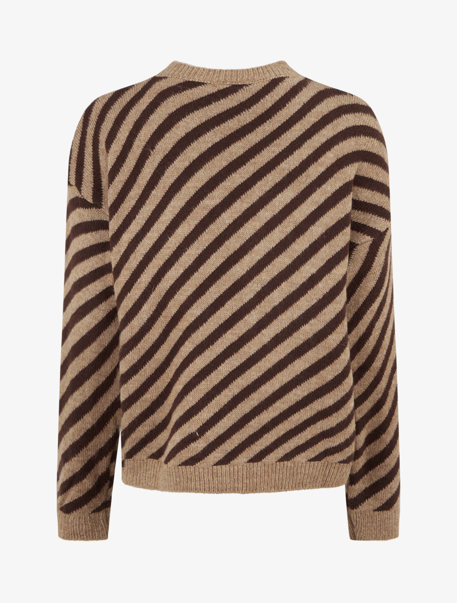 Pull mohair à rayures diagonales - Beige - 2