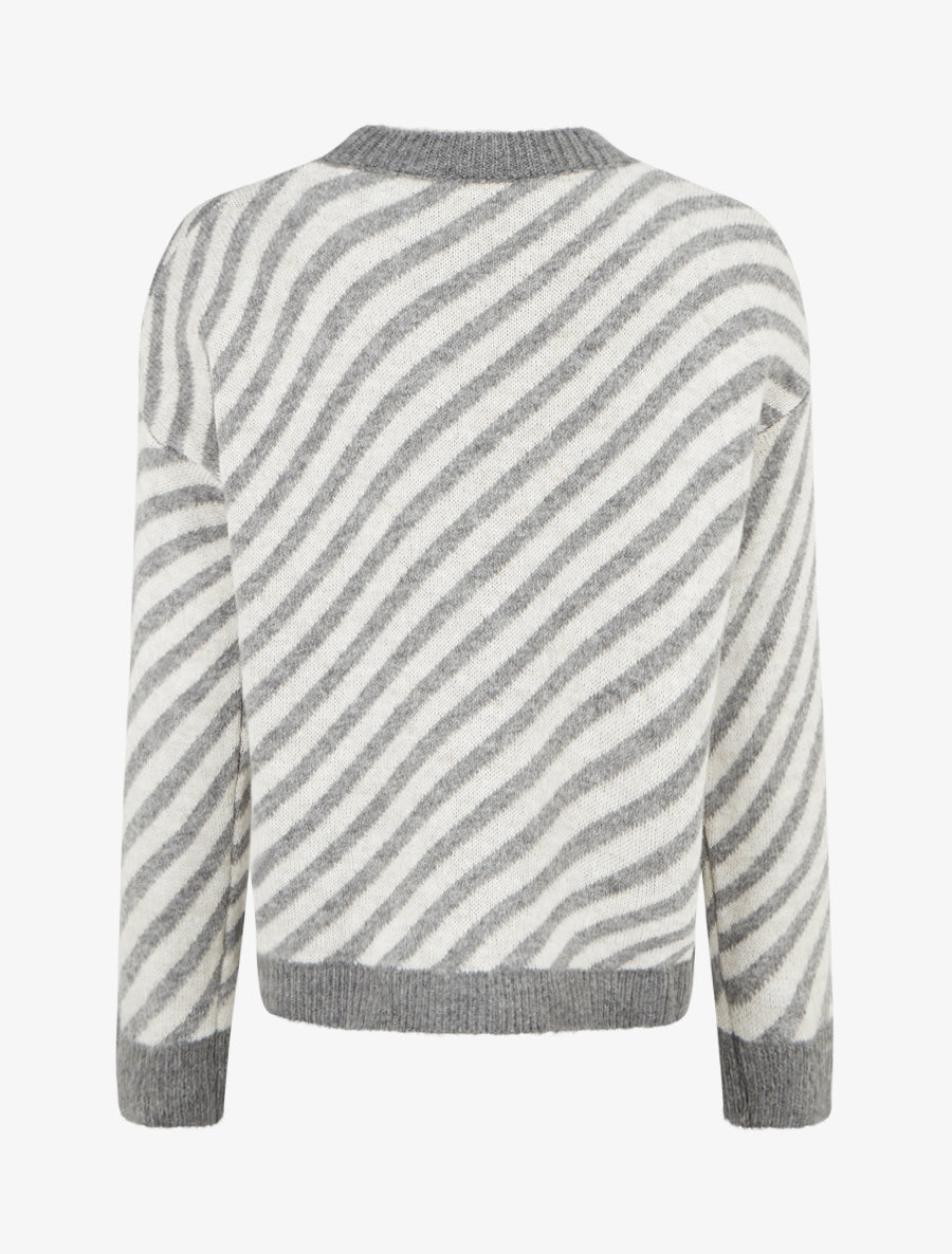 Pull mohair à rayures diagonales - Gris - 2