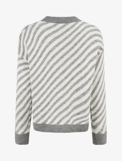 Pull mohair à rayures diagonales - Gris - 2