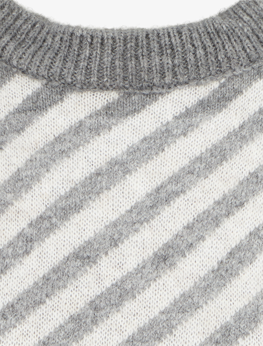Pull mohair à rayures diagonales - Gris - 3