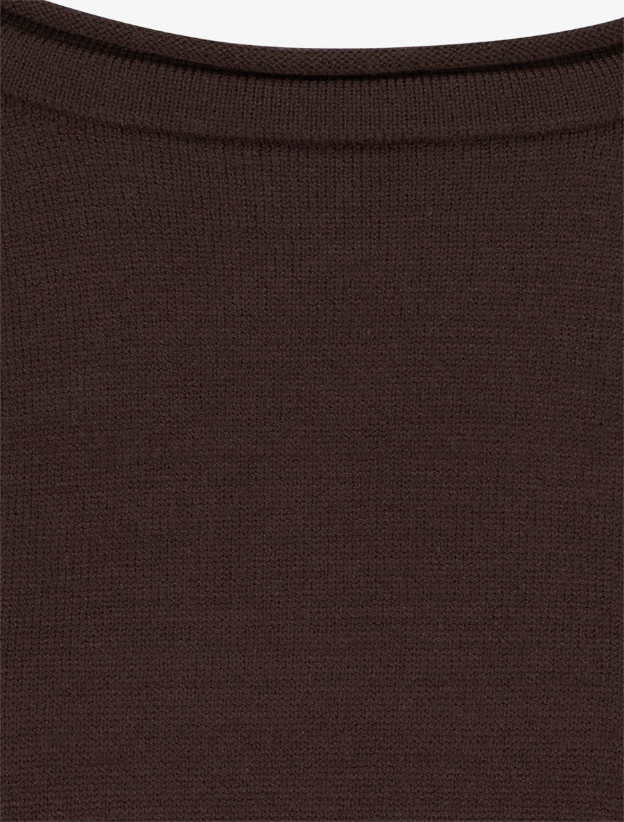 Pull ample basique à col rond - Chocolat - 3