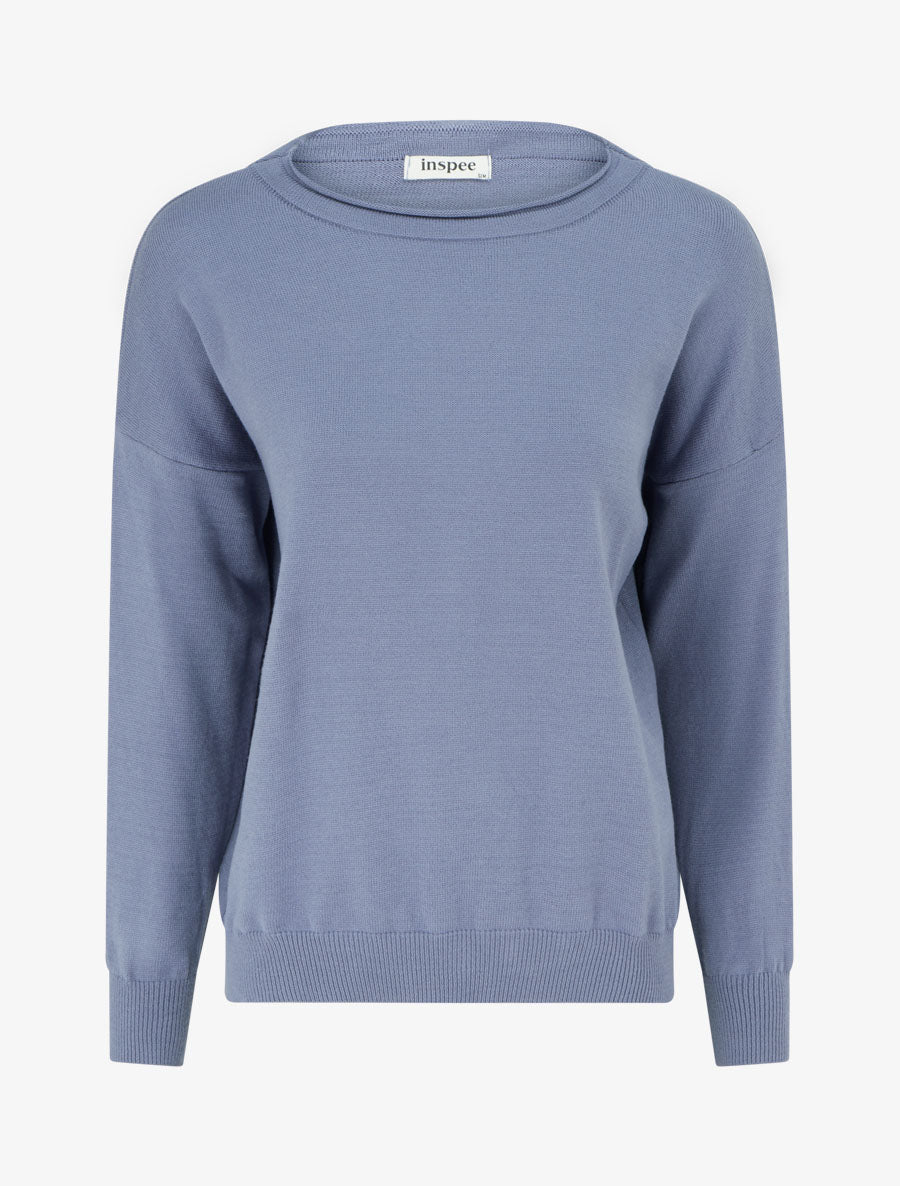 Pull ample basique à col rond - Bleu clair - 1