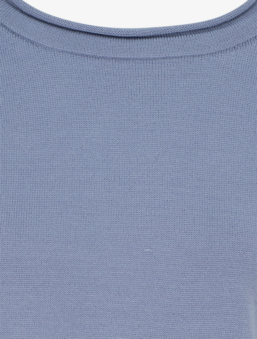 Pull ample basique à col rond - Bleu clair - 3