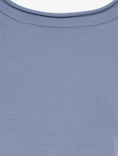 Pull ample basique à col rond - Bleu clair - 3