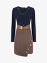Robe droite bicolore - Marine - 1