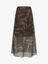 Jupe longue droite voile irisé imprimé abstrait - Marron - 1