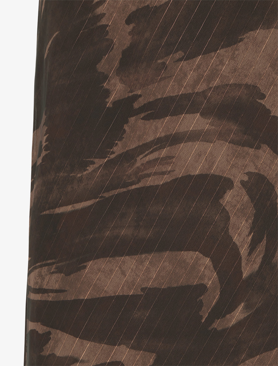 Jupe longue droite voile irisé imprimé abstrait - Marron - 3