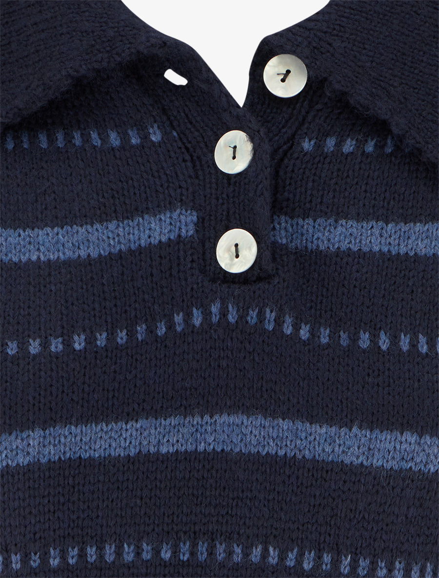 Pull en maille rayé - Marine - 3