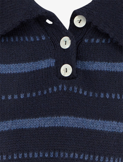 Pull en maille rayé - Marine - 3
