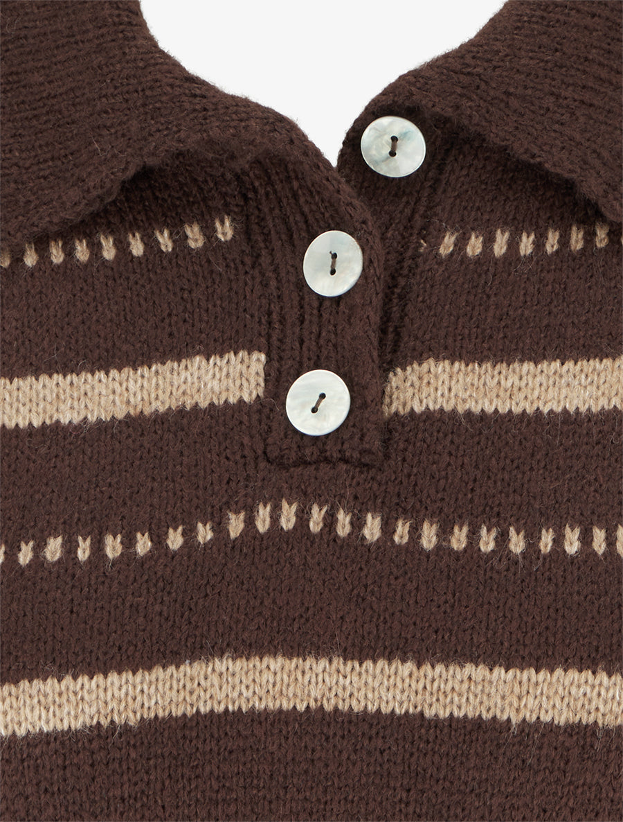 Pull en maille rayé - Marron - 3
