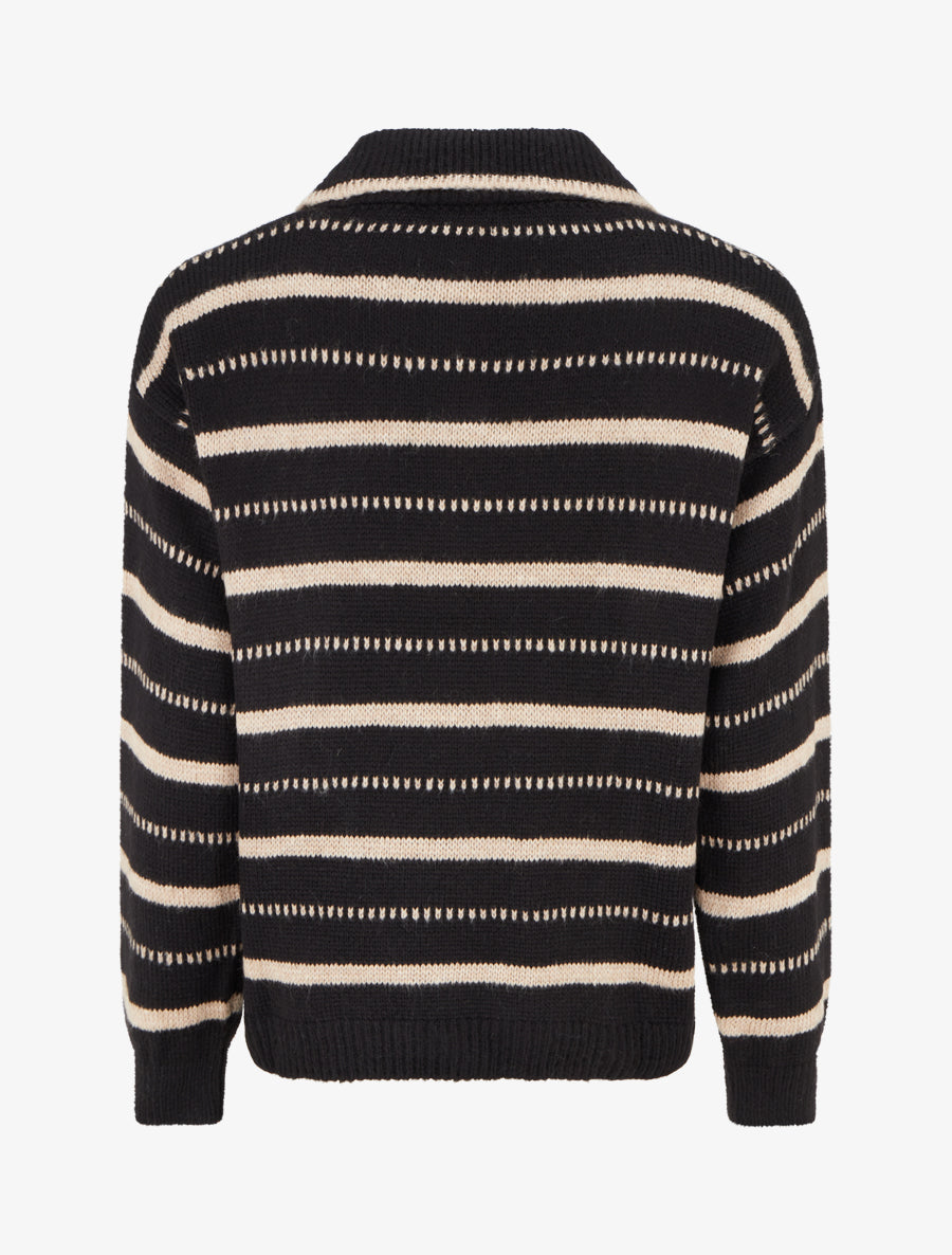 Pull en maille rayé - Noir - 2