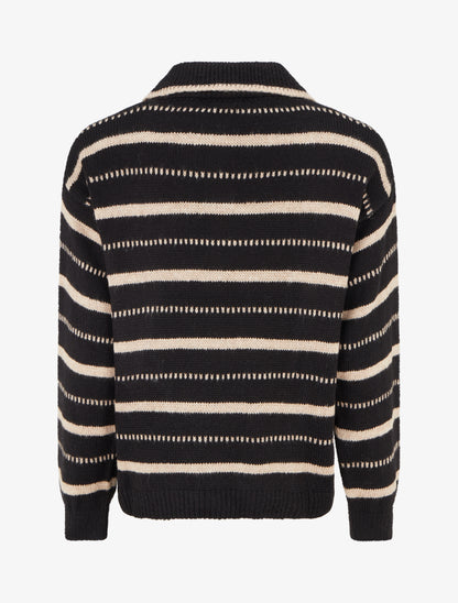 Pull en maille rayé - Noir - 2