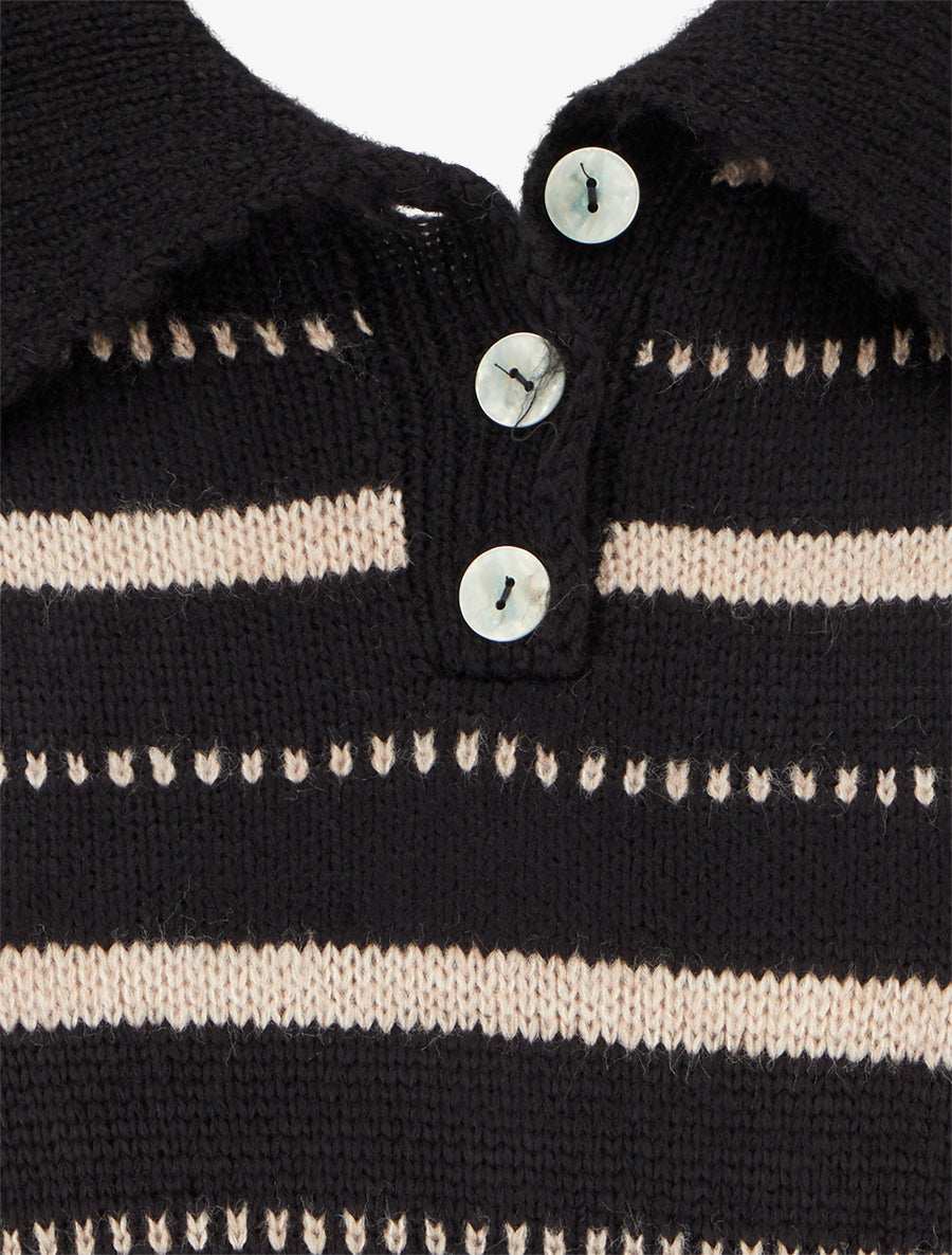Pull en maille rayé - Noir - 3
