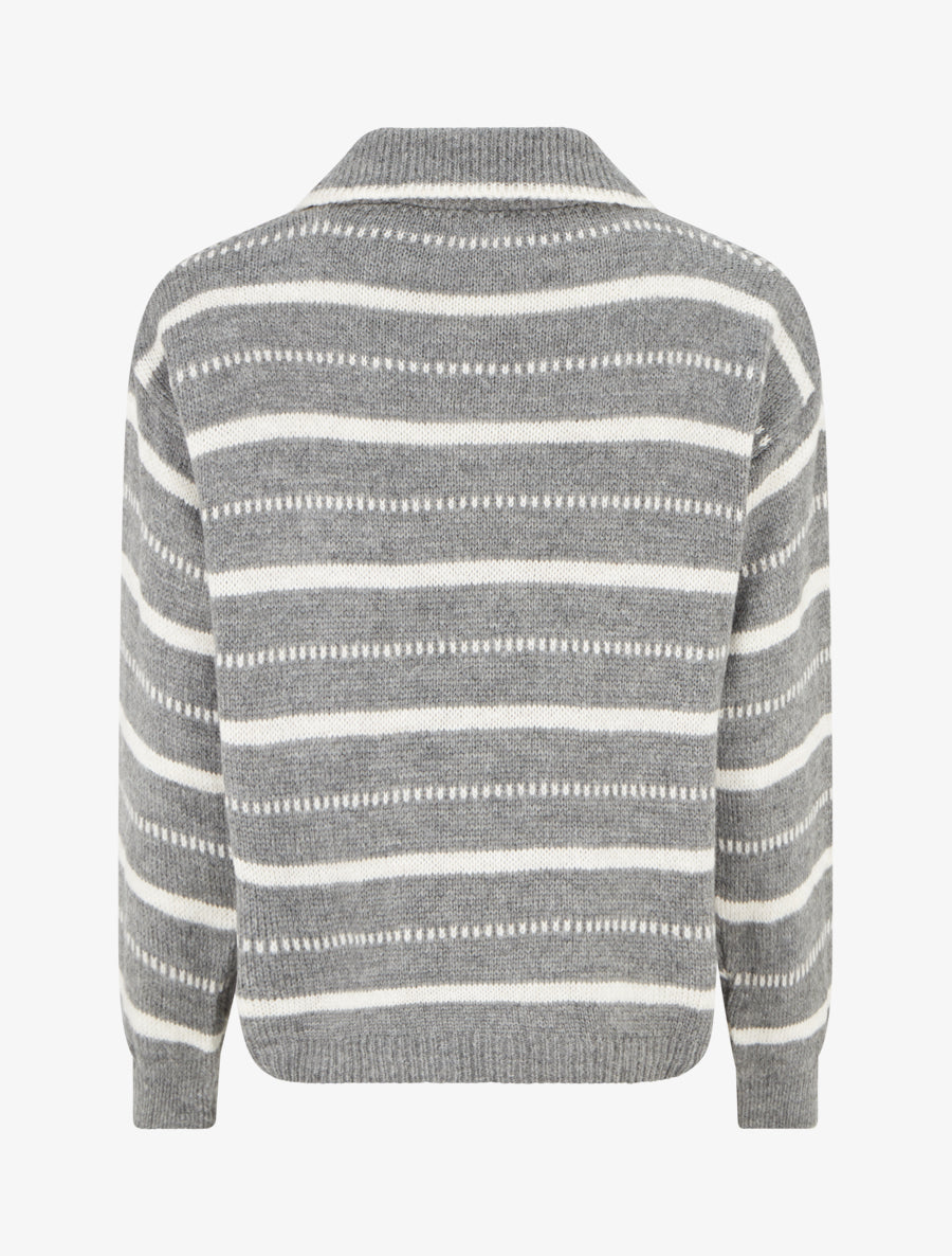 Pull en maille rayé - Gris - 2