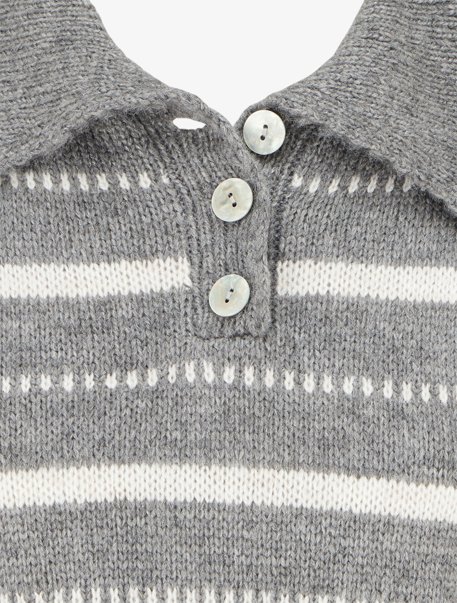 Pull en maille rayé - Gris - 3