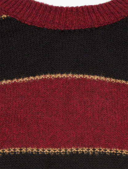 Pull à rayures tricolore en mohair mélangé - Bordeaux - 3