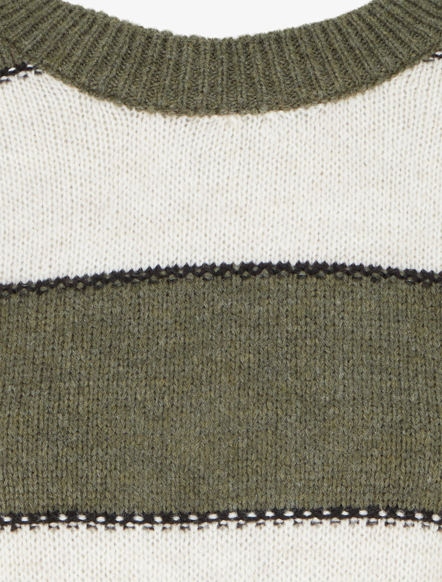 Pull à rayures tricolore en mohair mélangé - Kaki - 3