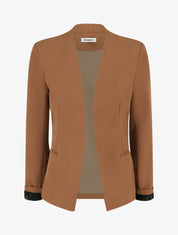 Veste droite unie à épaulettes - Camel - 1